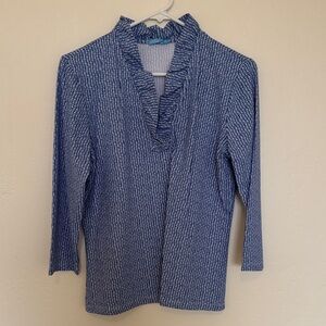 J. McLaughlin Blue Textured Blouse